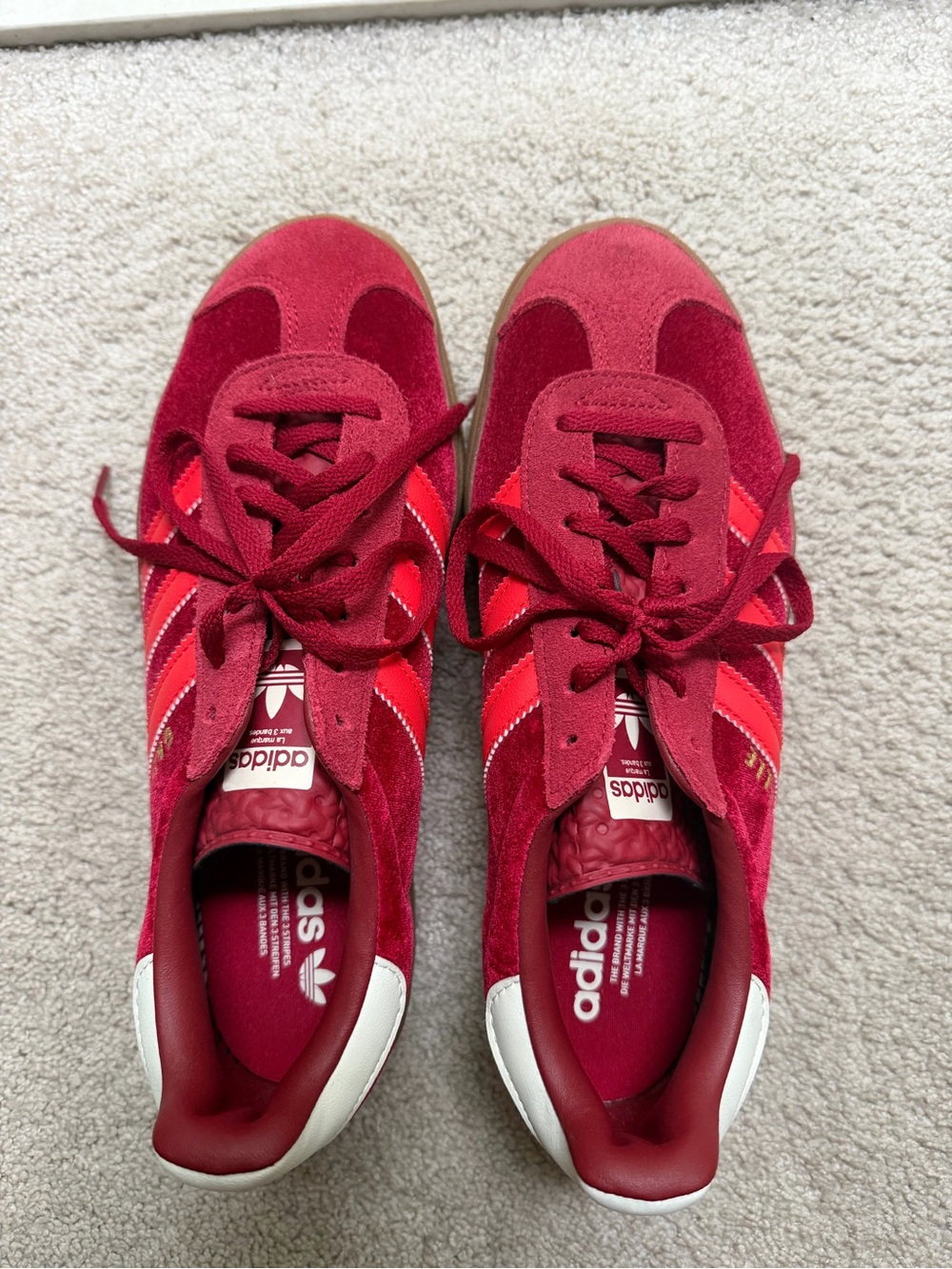 adidas women Red Suede Sneakers wedged